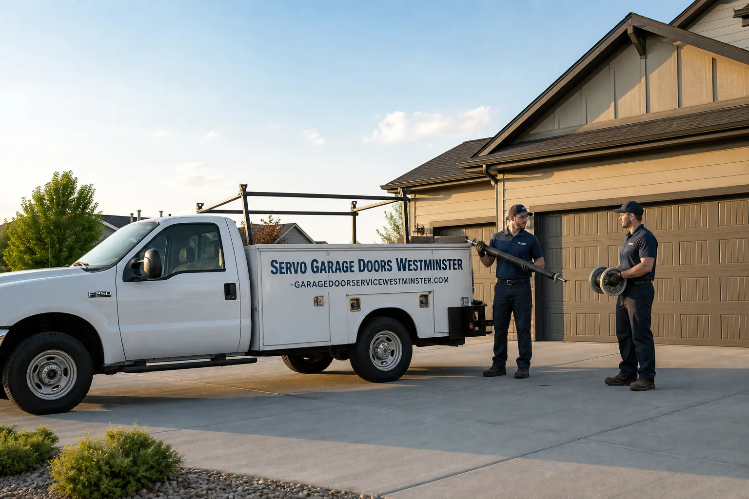 Servo Garage Doors Westminster garage door service vehicle and crew in Westminster, CO